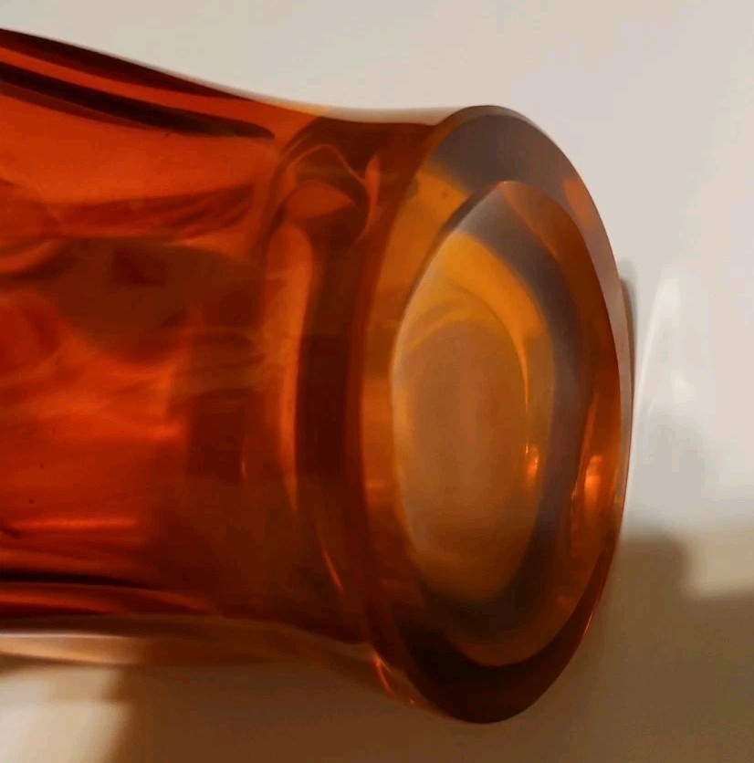 Viking Persimmon Epic 4 Square Footed Swung Vase Flared Top UV Reactive Cadmium