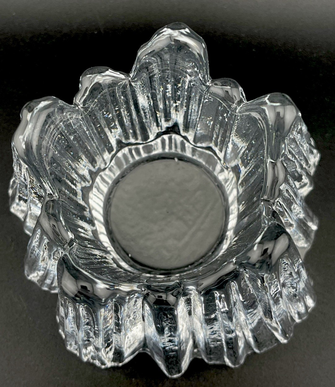 Vtg 1950s Nybro Sweden Volcano Crystal Votive Candle Holder Rune Strand