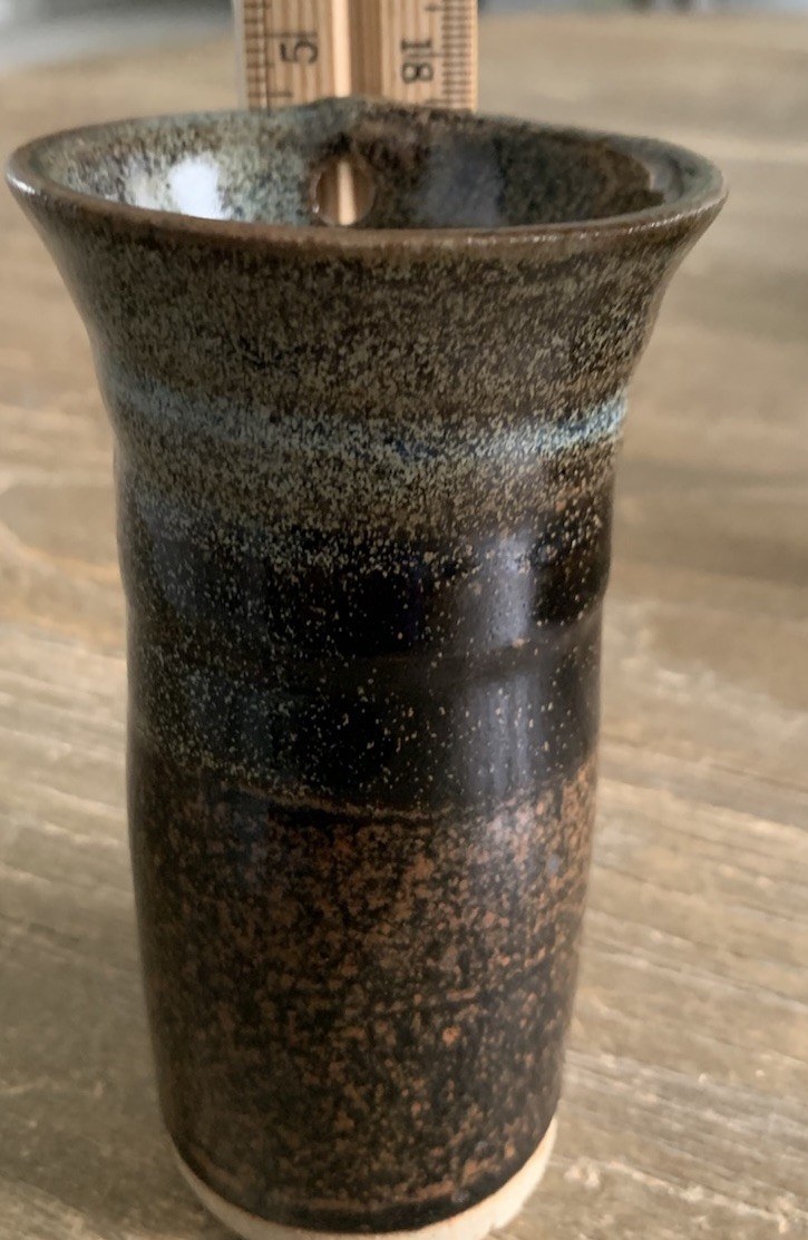 Wall Pocket Pottery Vase 4.75” Signed Glazed Wagner Village