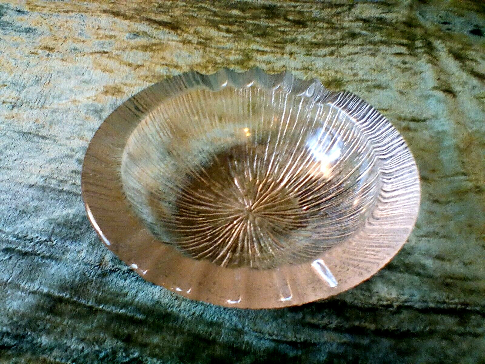 Vintage Cigar Ashtray Clear Textured Glass 6.75″ Art Glass MCM