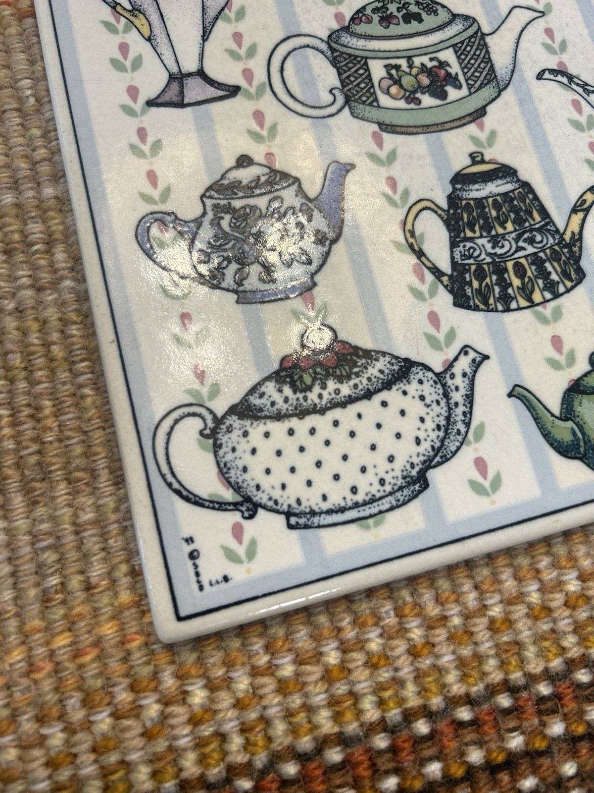 Vintage SBCD Tile Wall Hanging Tea Pot SANTA BARBARA CERAMIC DESIGN Cottage Core
