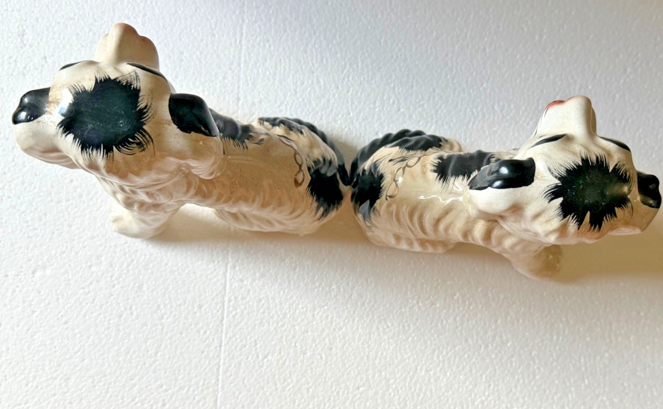 Pair of Staffordshire King Charles Spaniel Dogs Porcelain