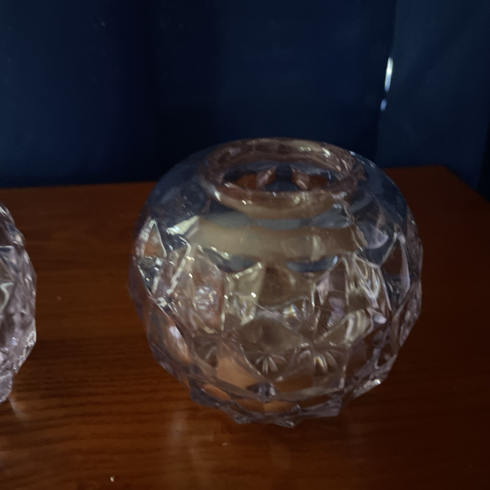 Fostoria American One Piece Sun Kissed Purple Candle Holders (2) Cubist 3 1/2”