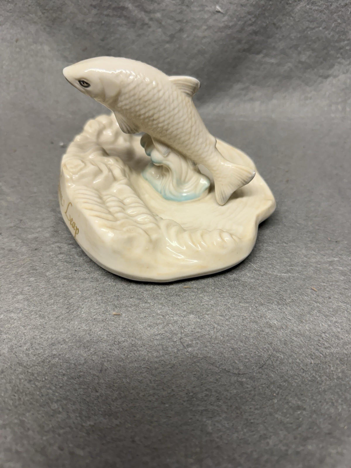 VINTAGE BELLEEK THE SALMON LEAP FISH JUMPING RAPIDS 1980 – 1993 GOLD MARK