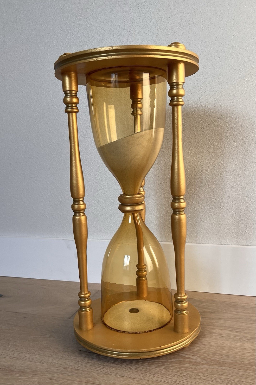 RARE Vintage Blenko Amber Glass Hourglass Wood Frame 23.75” MCM