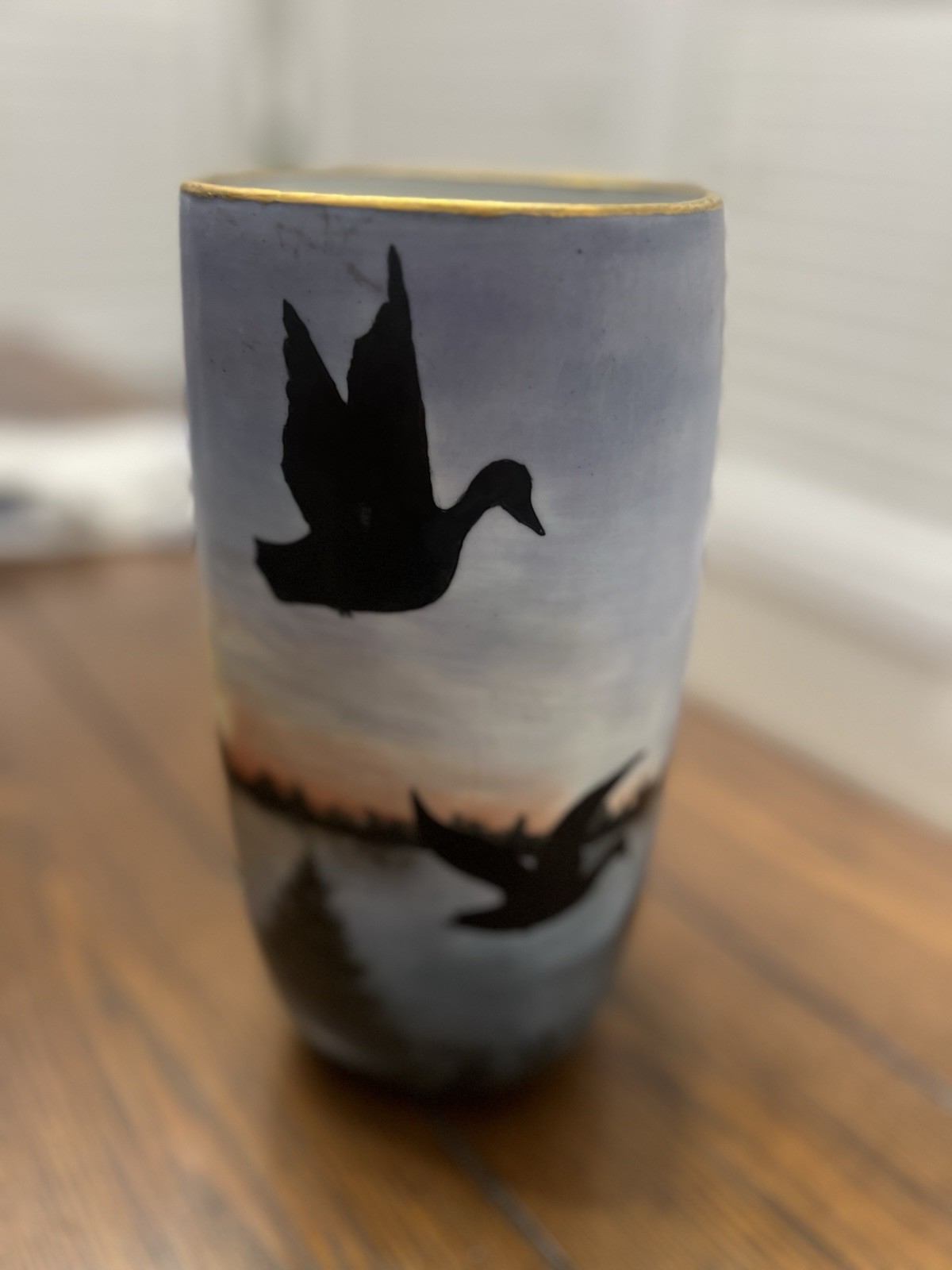Antique Art Nouveau Landscape Scenary Vase Signed
