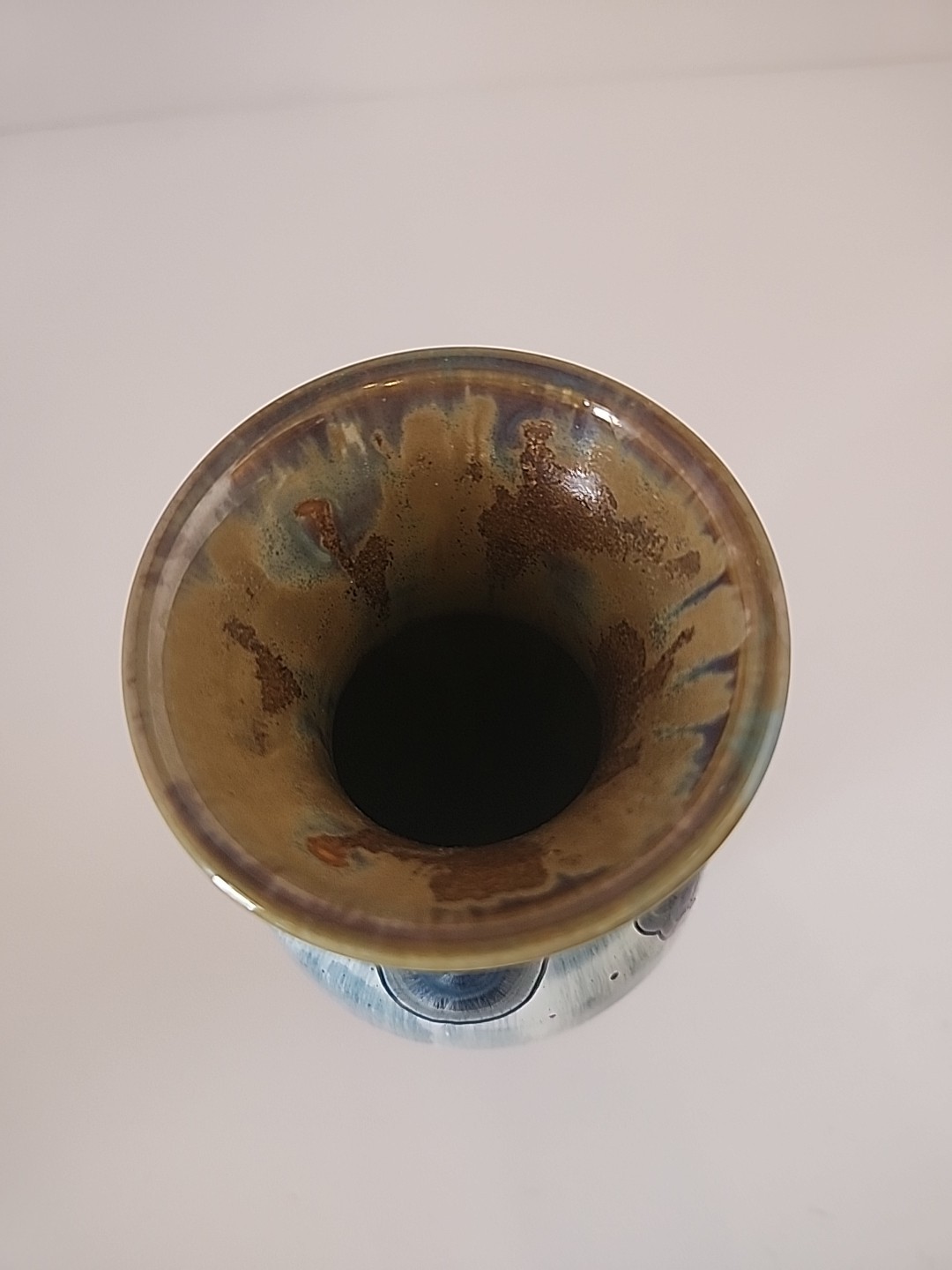 Montana 7.25″T Studio Art Pottery Vase Blue Crystalline Glaze Signed RW 2020