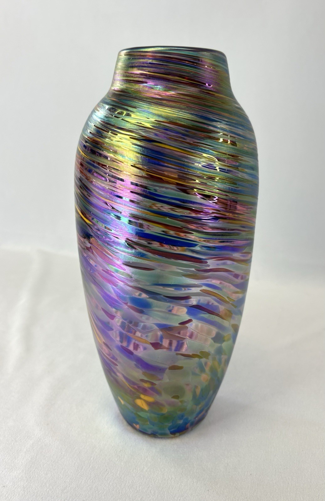 Rosetree New Orleans Iridescent Hand Blown Art Glass Vase Signed (undated)