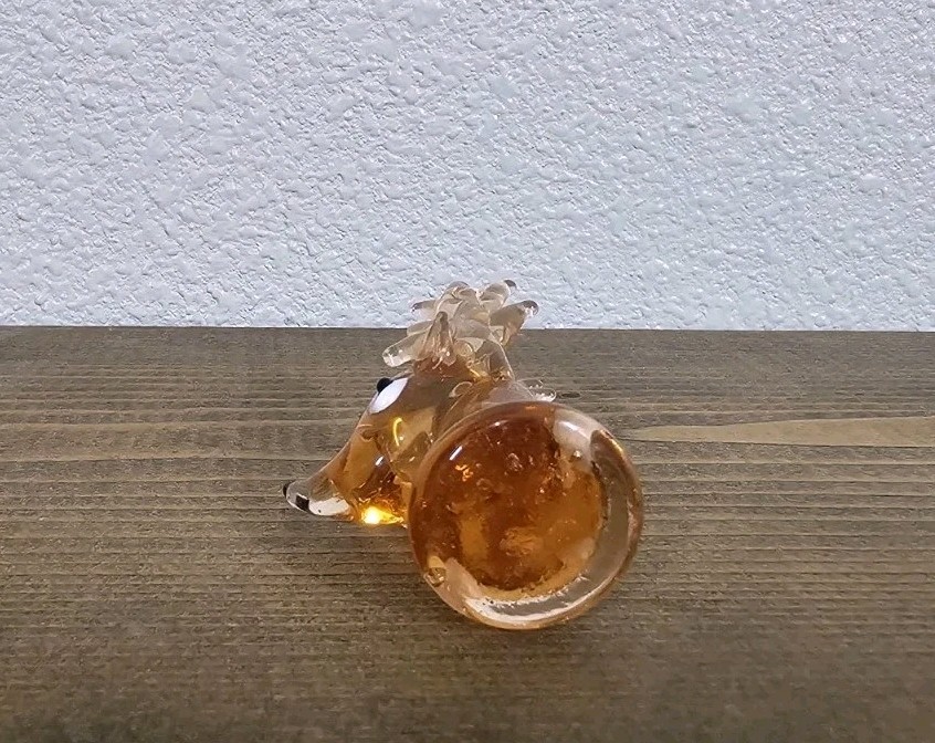 Vintage Blown Art Glass Amber Christmas Reindeer Deer Miniature Figurine 2″