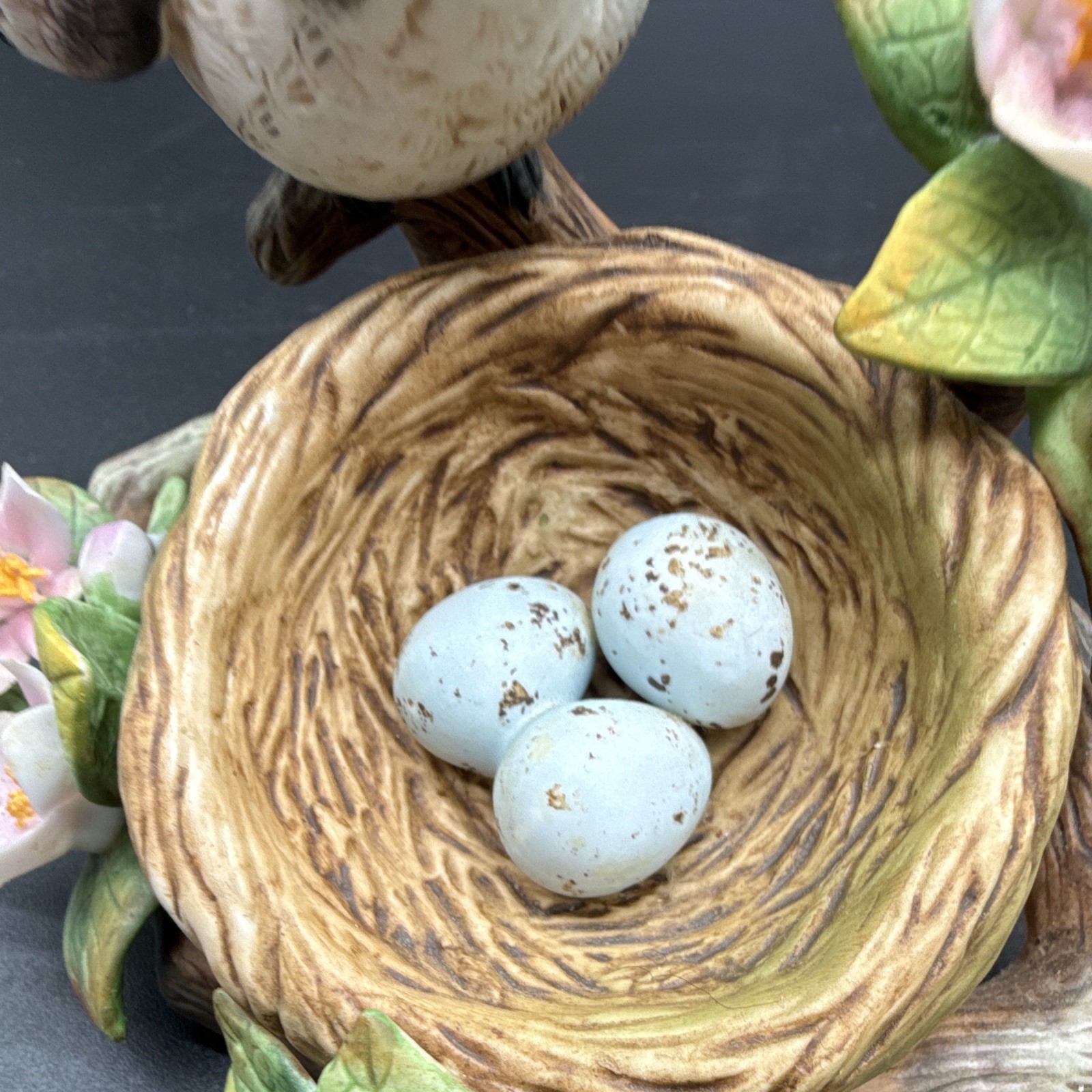 Andrea by Sadek Mockingbird figurine w/ nest & eggs, 9648, 1996