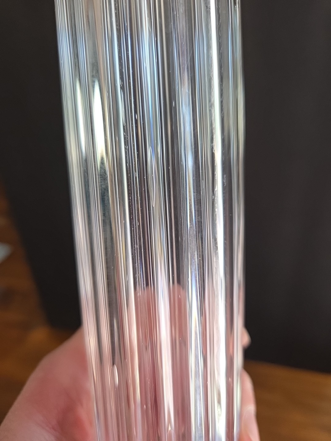 Vintage Stretch Swung Vase Clear Glass Thick Defined Ribbed Base – 22.5″ Tall