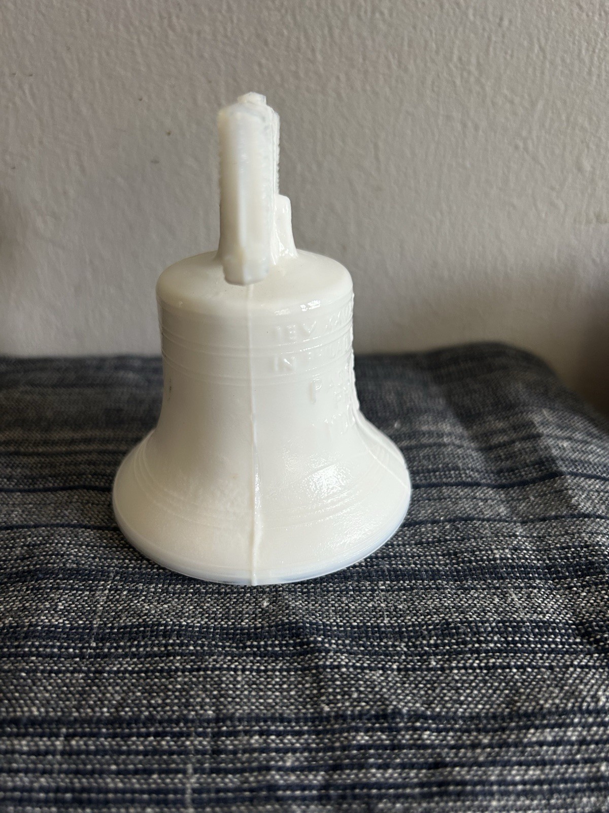 Vintage Milk Glass Liberty Bell Bell Opaque White Glass Patriotic USA 1970s