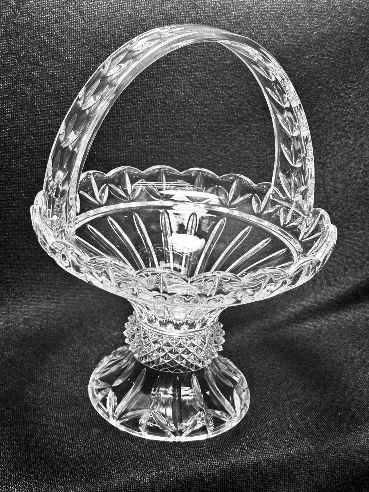 Vntg Shannon Godinger Lead Crystal Glass Basket With Handle