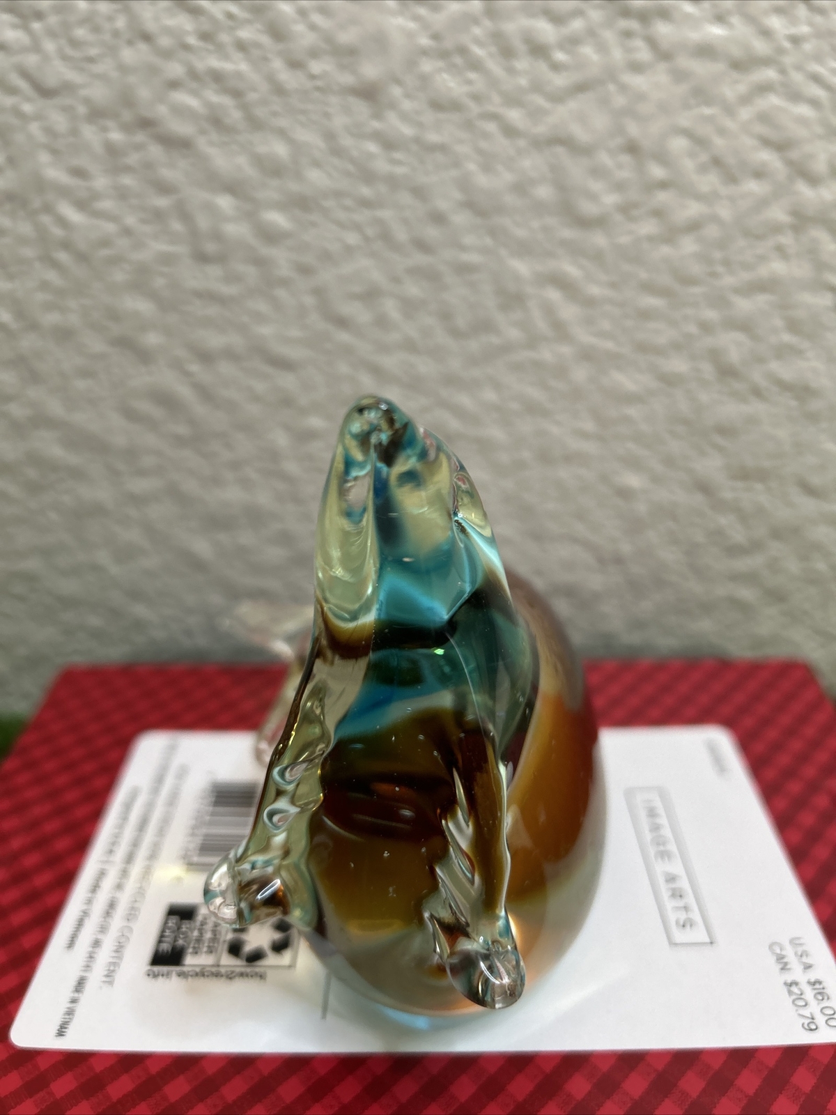 Vtg Handblown Glass Venetian Yellow, Blue, Green, Seal Sea Lion Paperweight
