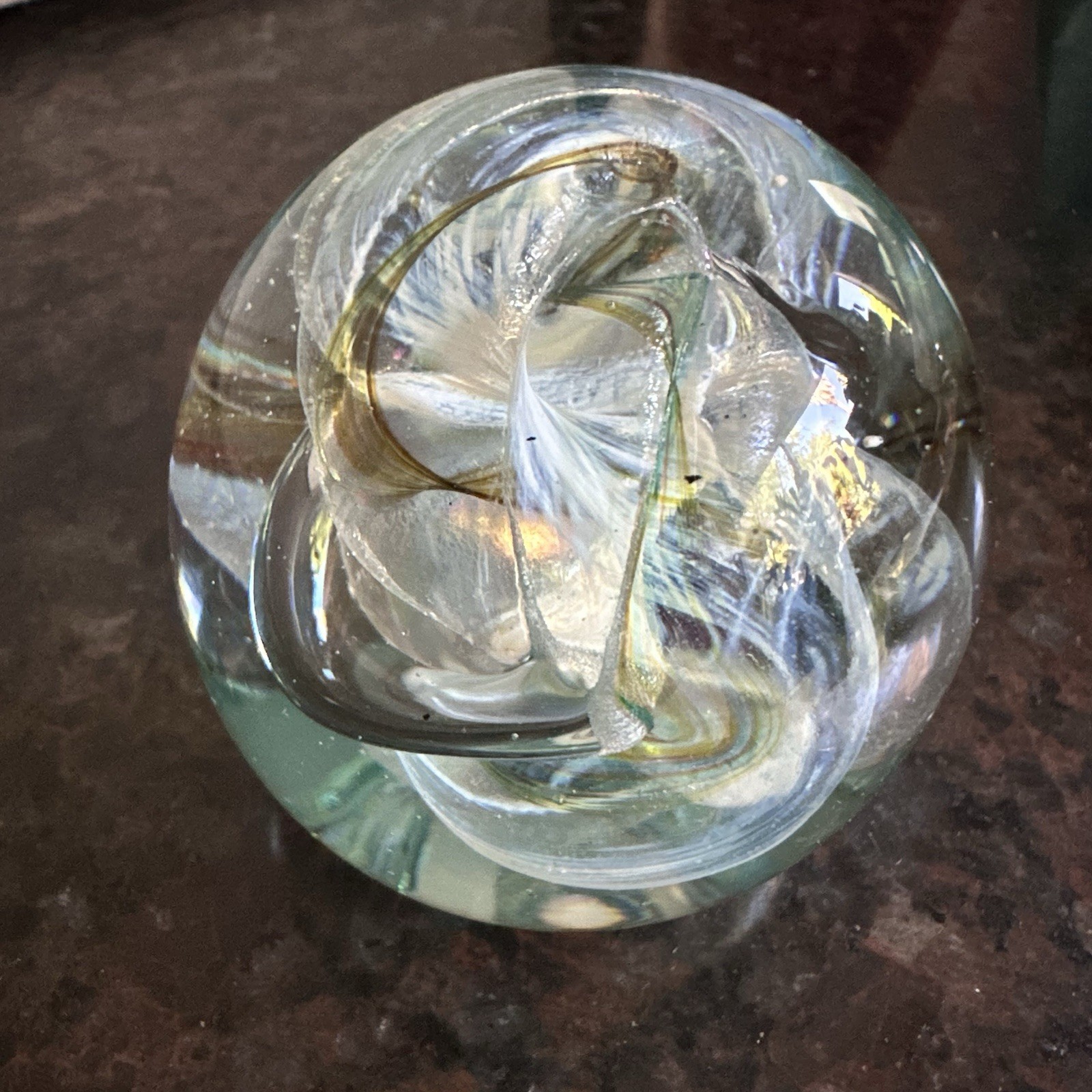 Robert Held Art Glass Swirls Galaxy 2.25” Paperweight Signed