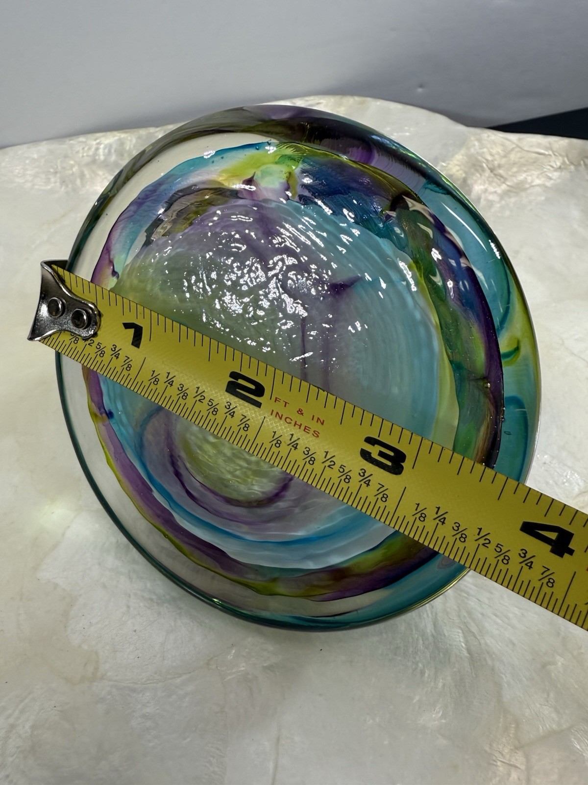 Hudson Art Glass Spiral Multi Colors Purple Green Blue Handblown Pen Holder