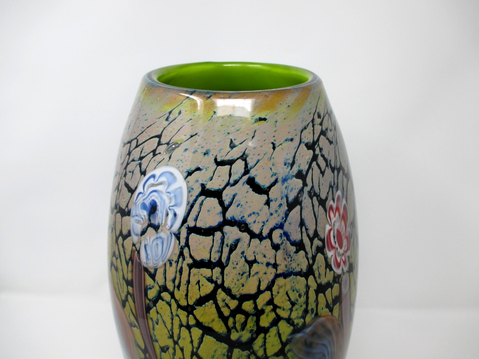 Beautiful Multi-Color Floral Dale Tiffany Hand Blown Art Glass Vase 14″ Tall
