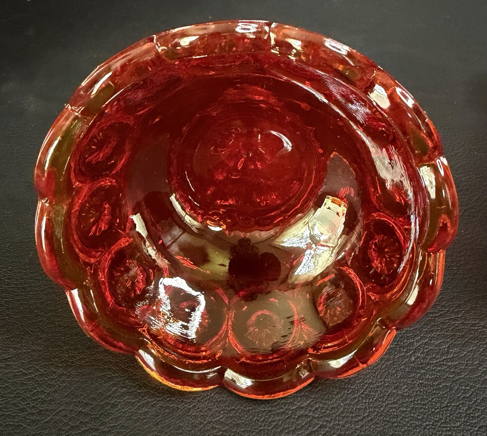 Vintage LE Smith Moon & Stars Candlesticks Amberina Flame Ruby Red Glass