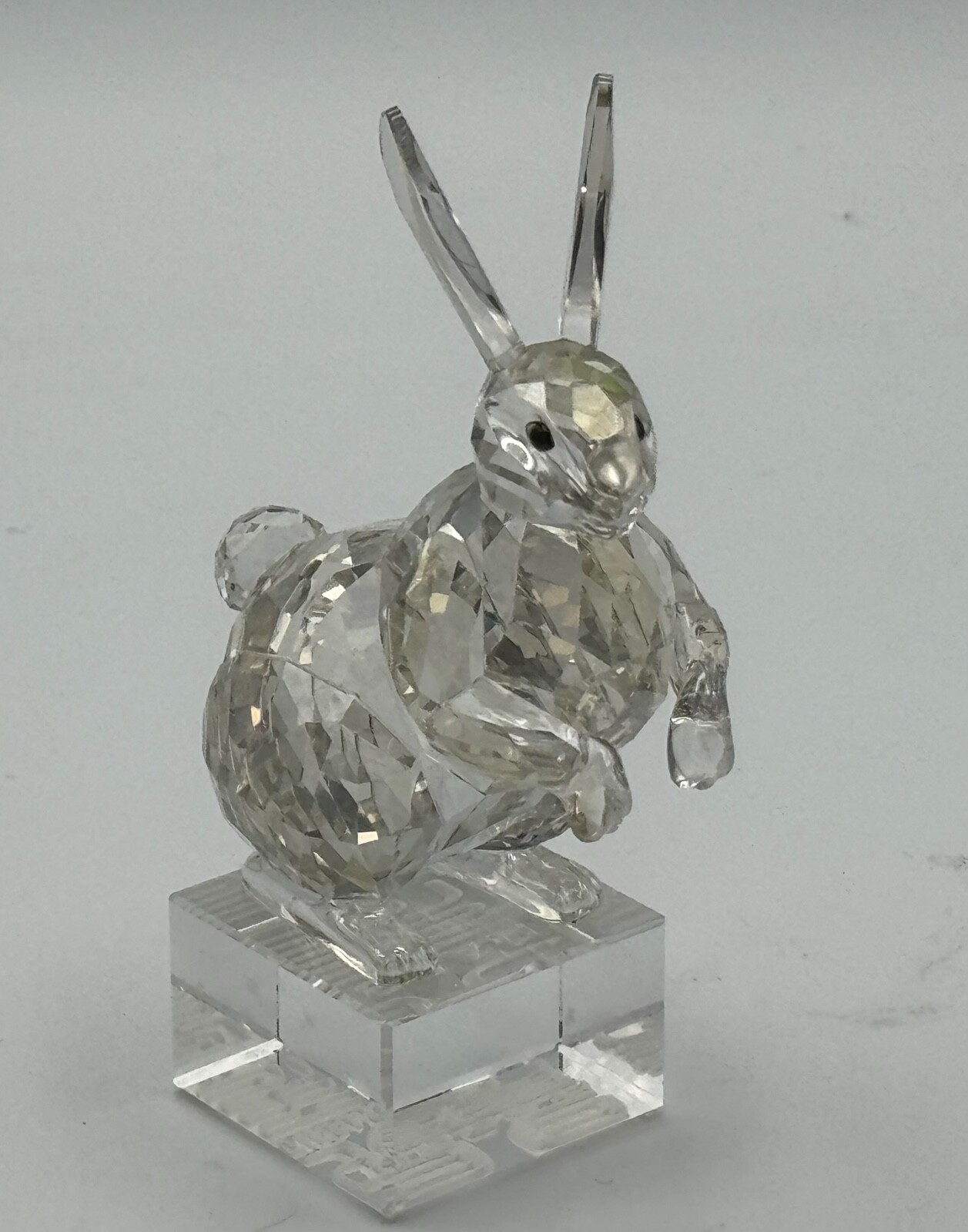 Jack Rabbit Faceted Austrian crystal clear figurine 4 1/2 inches tall 2 1/2 wide