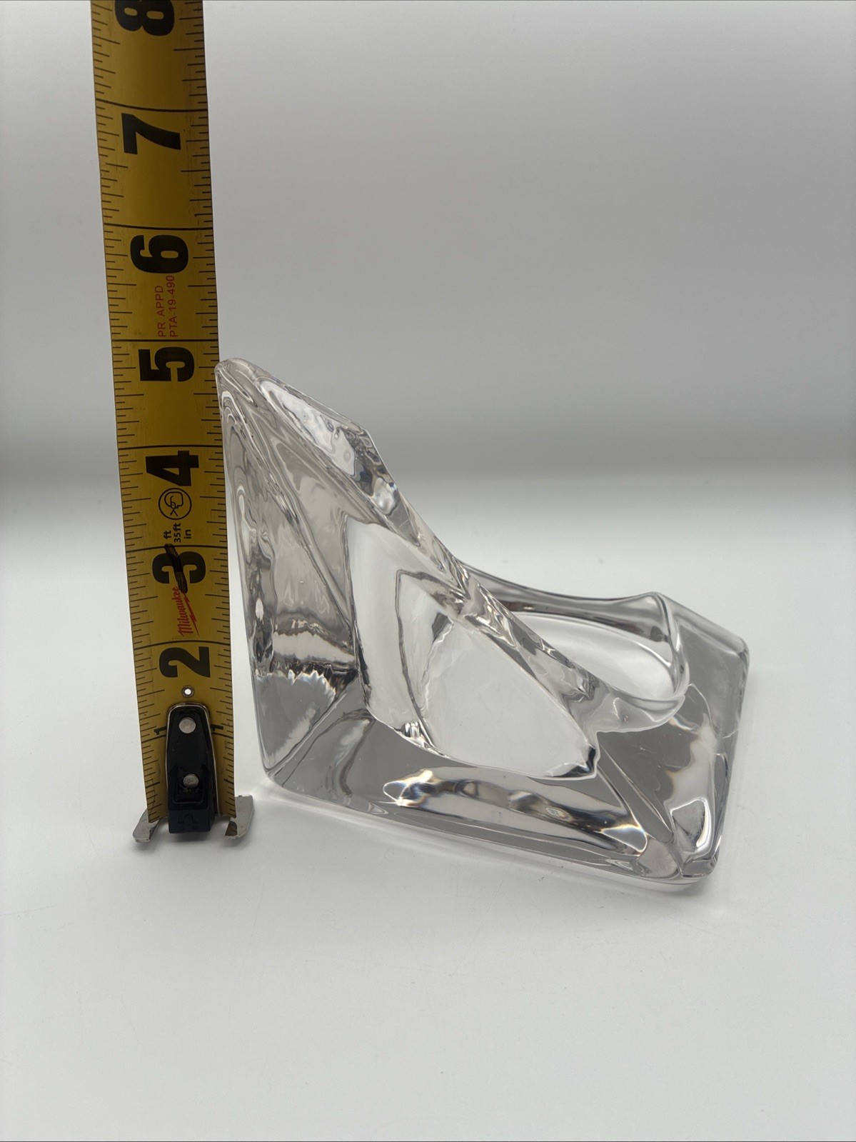 VTG Nybro Art Glass Candle Holder Pyramid By Tord Kjellstrom Sweden MCM