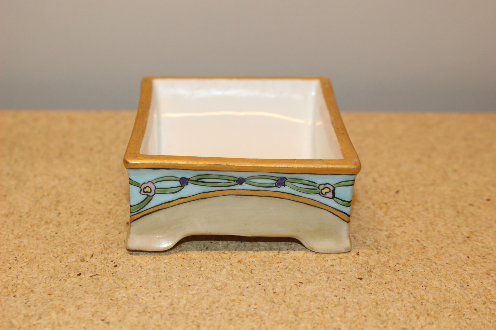 ANTIQUE 1910 LIMOGES FRANCE HAND PAINTED ART NOUVEAU TRAY W/CANDLESTICK&PIN DISH