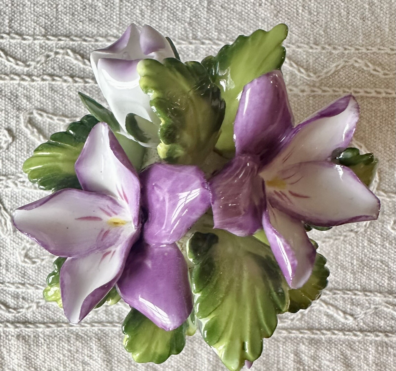 VTG Radnor Staffordshire England Bone China Purple Flowers In Silver plate Urn