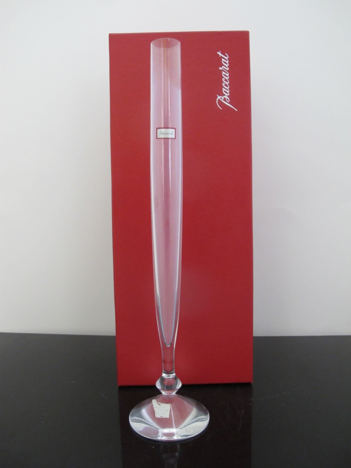 BACCARAT Crystal VEGA Sleek & Skinny Flower Bud Vase with Original Box Papers