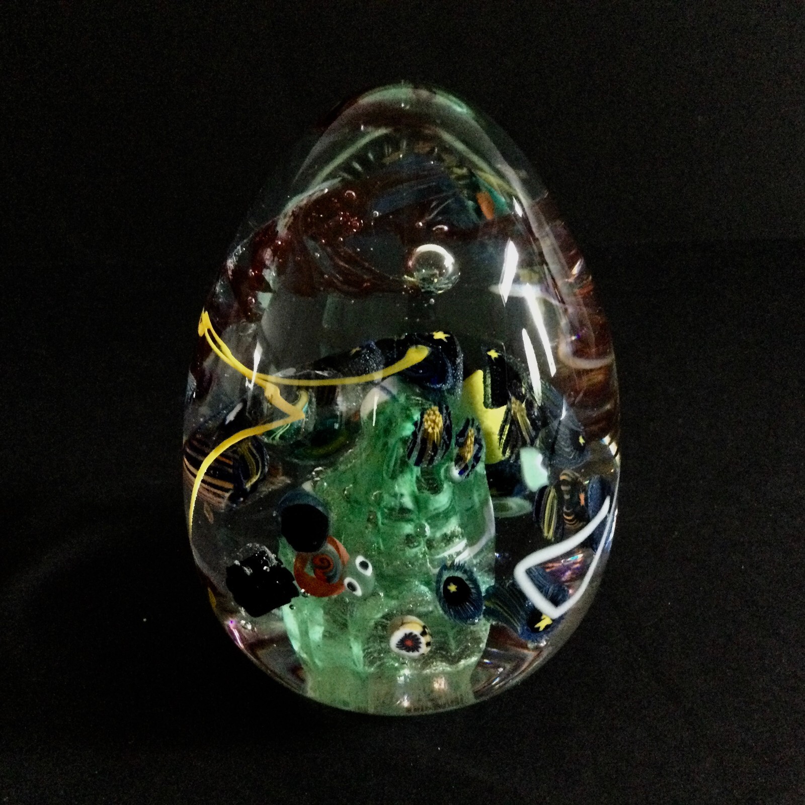 Vintage Art Deco Mid Century Art Abstract Egg Shape Large Paperweight Stamped