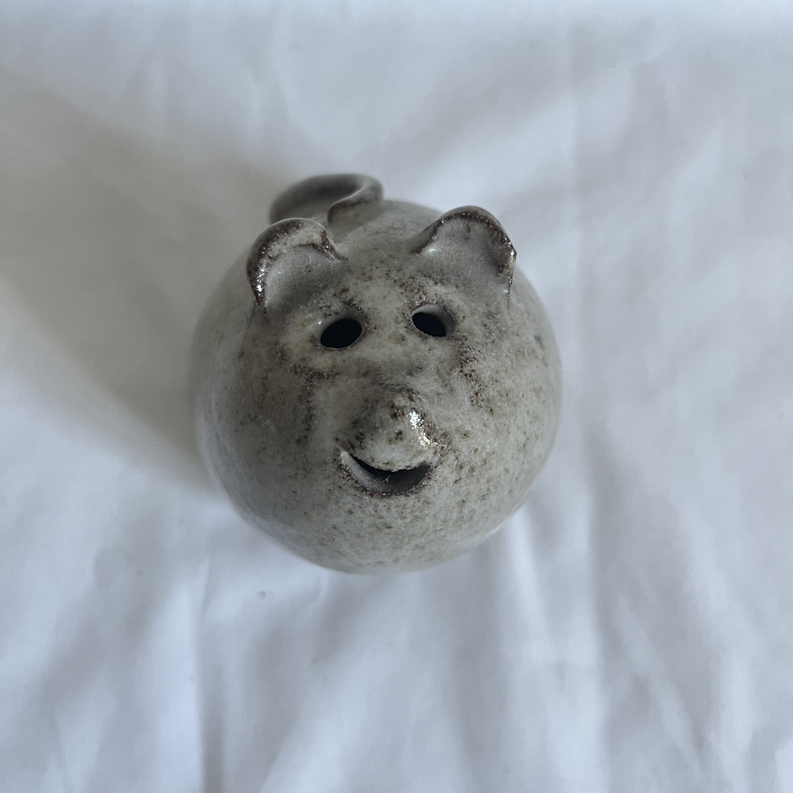 Mouse Figurine Glazed Pottery With Stopper Stoneware Round Handmade 4.5 Inches