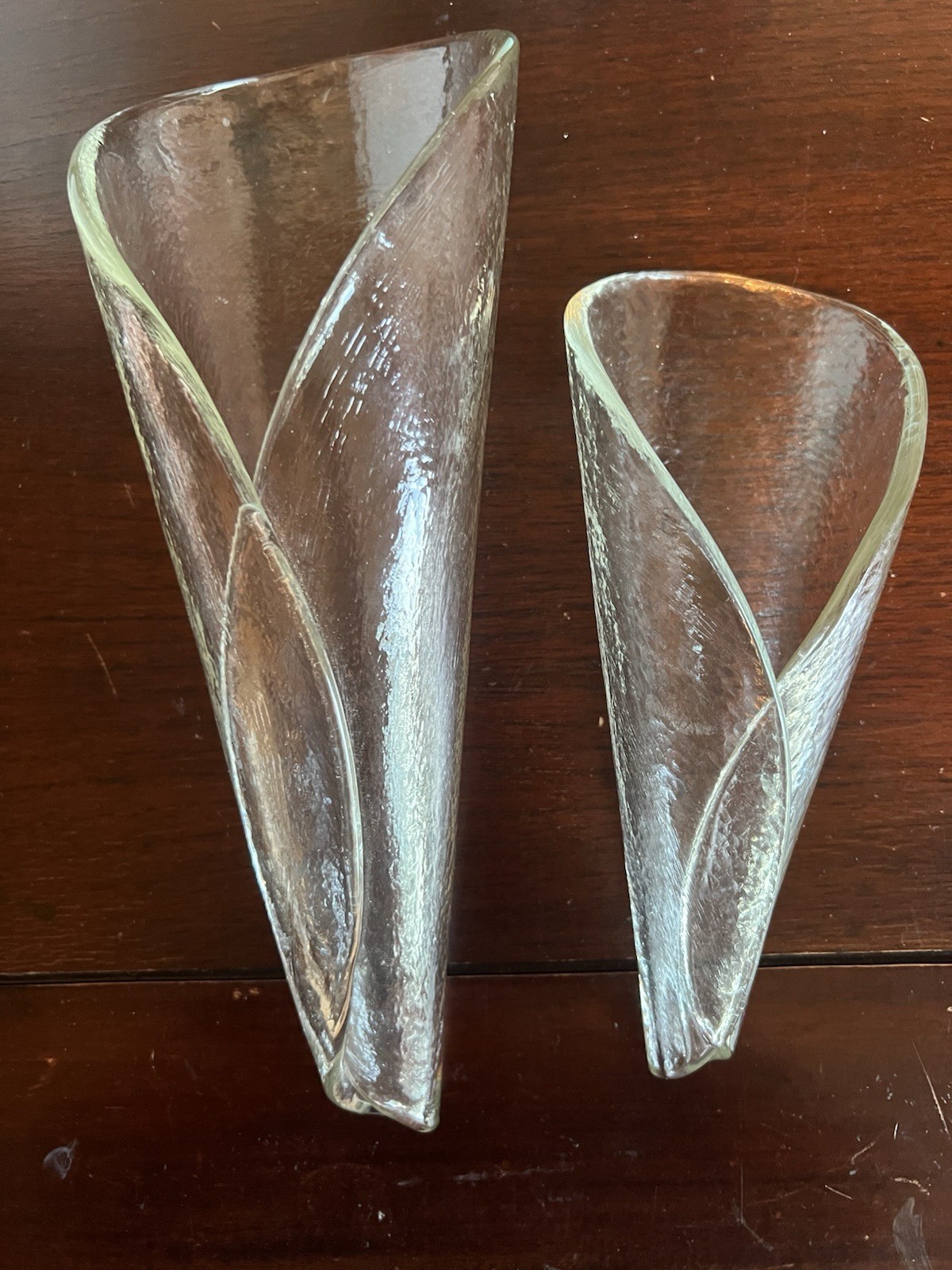Vintage Textured Glass Roberto Niederer Flower Vases Made In Switzerland