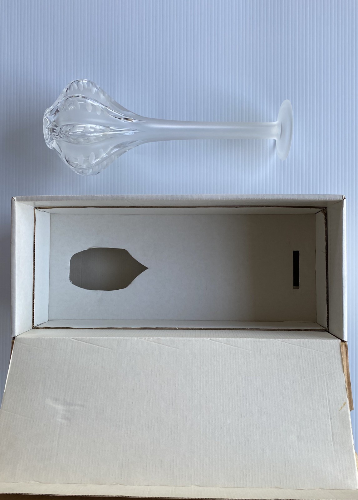 Lalique Claude Etched Crystal Vase 13.5” Marie-Claude Lalique France Vintage