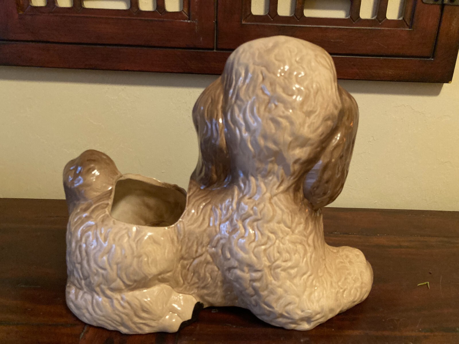 1950’s PRECIOUS POODLE Dog Figural Planter VINTAGE Centerpiece~12.5 X 10 X 5.5″