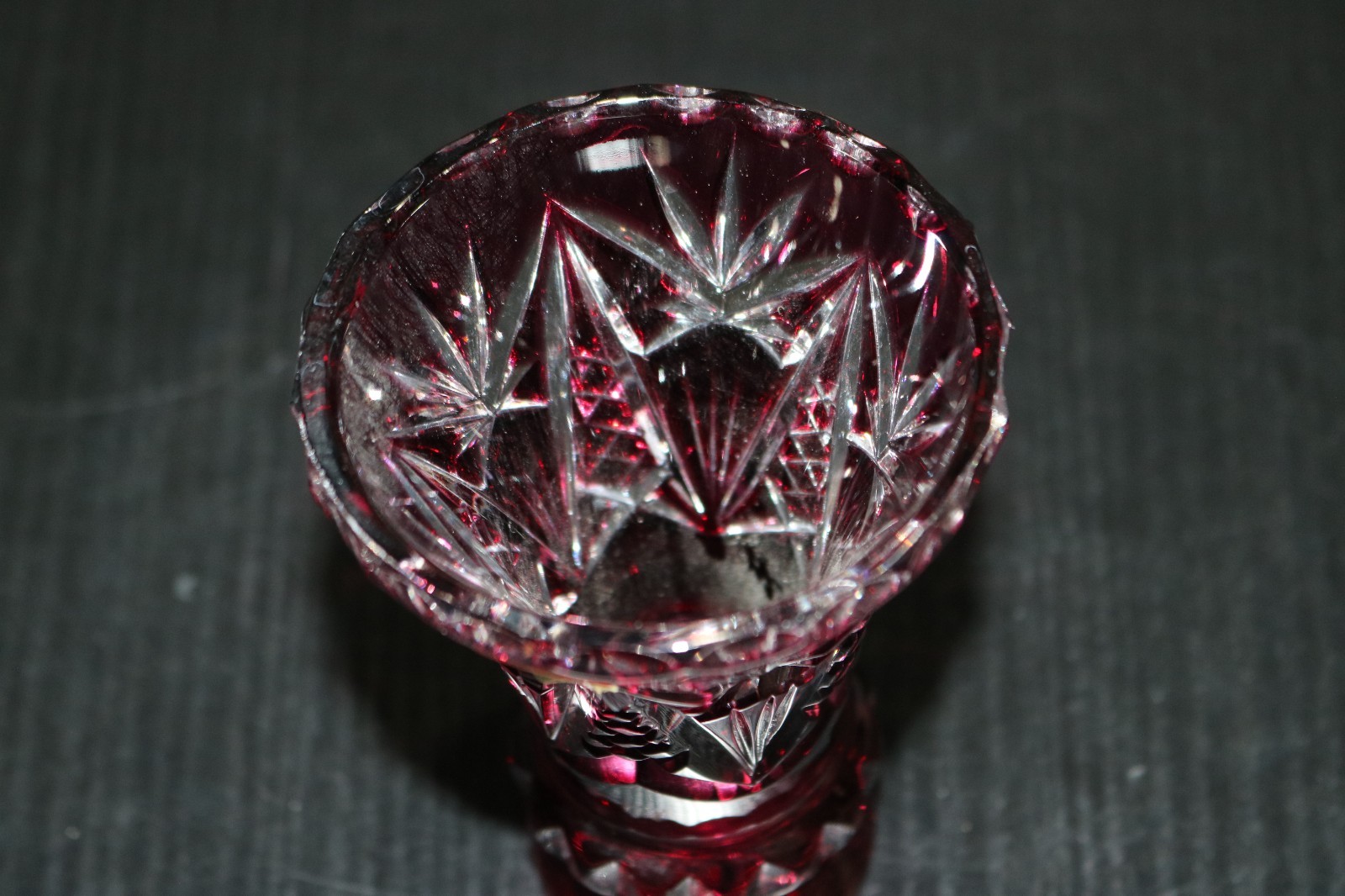 Vintage Nachtmann Bleikristall Cut to Clear Crystal Cranberry Red Vase 4 1/8″