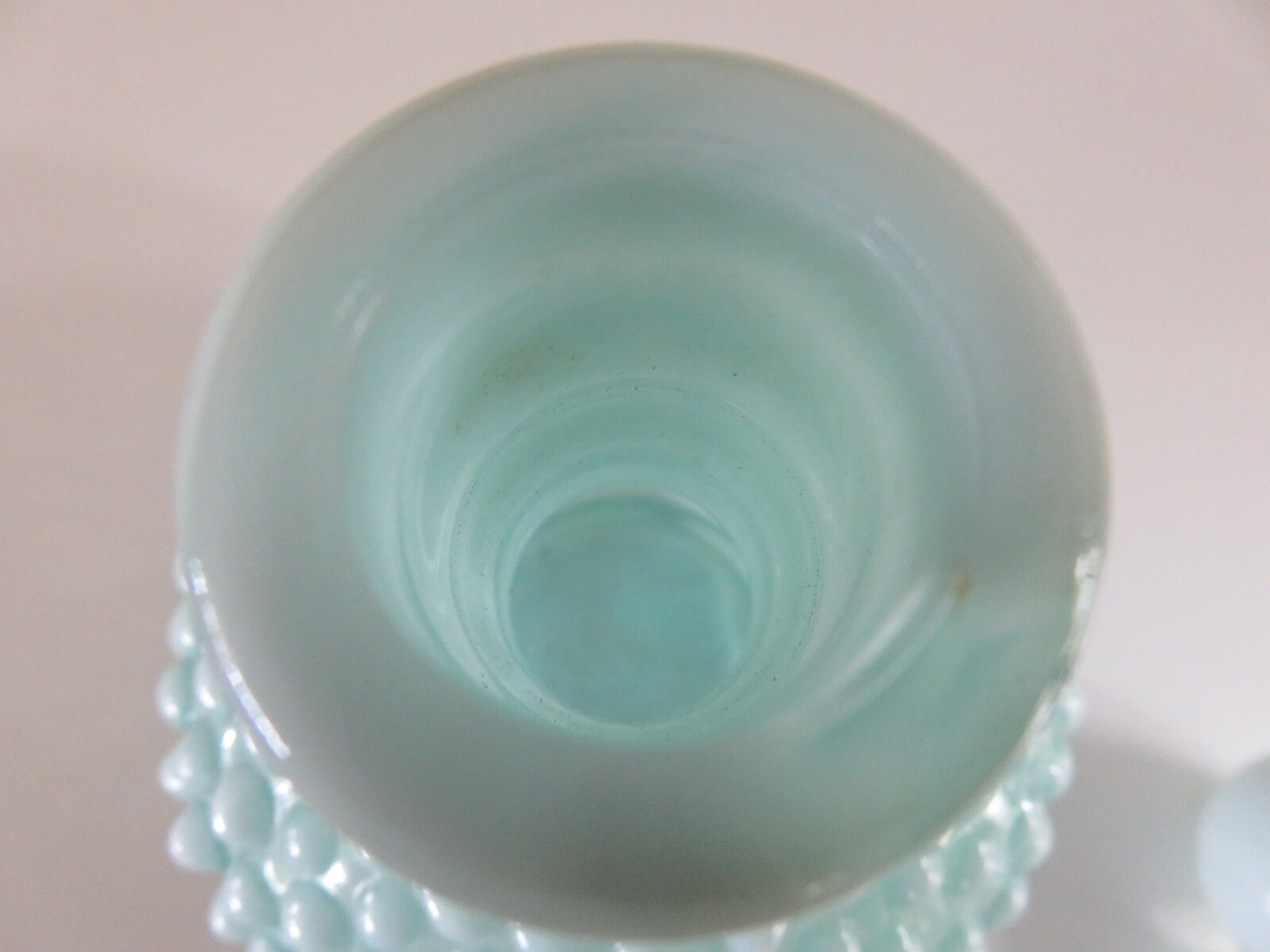 Vintage Fenton Hobnail Aqua Blue Opalescent Perfume Barber Bottle With Stopper