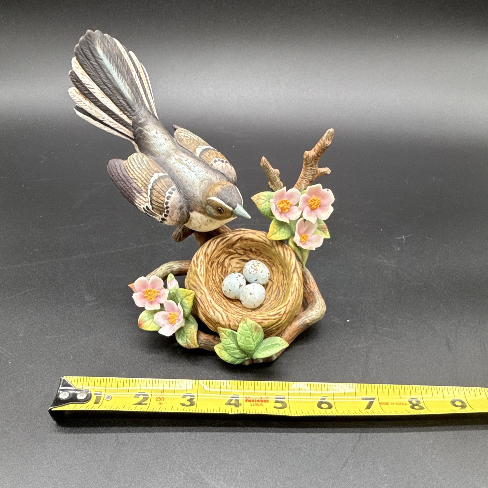 Andrea by Sadek Mockingbird figurine w/ nest & eggs, 9648, 1996