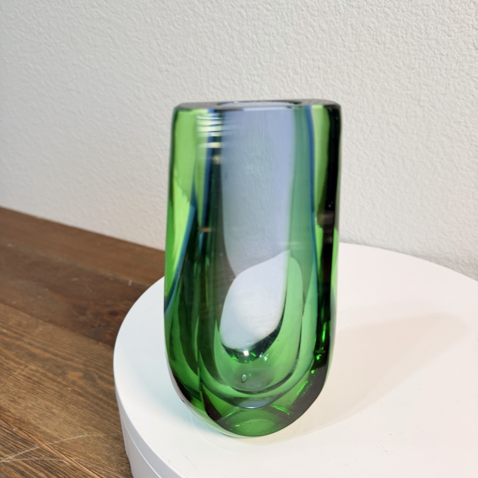 Heavy Green And Blue Vase Cute Vintage