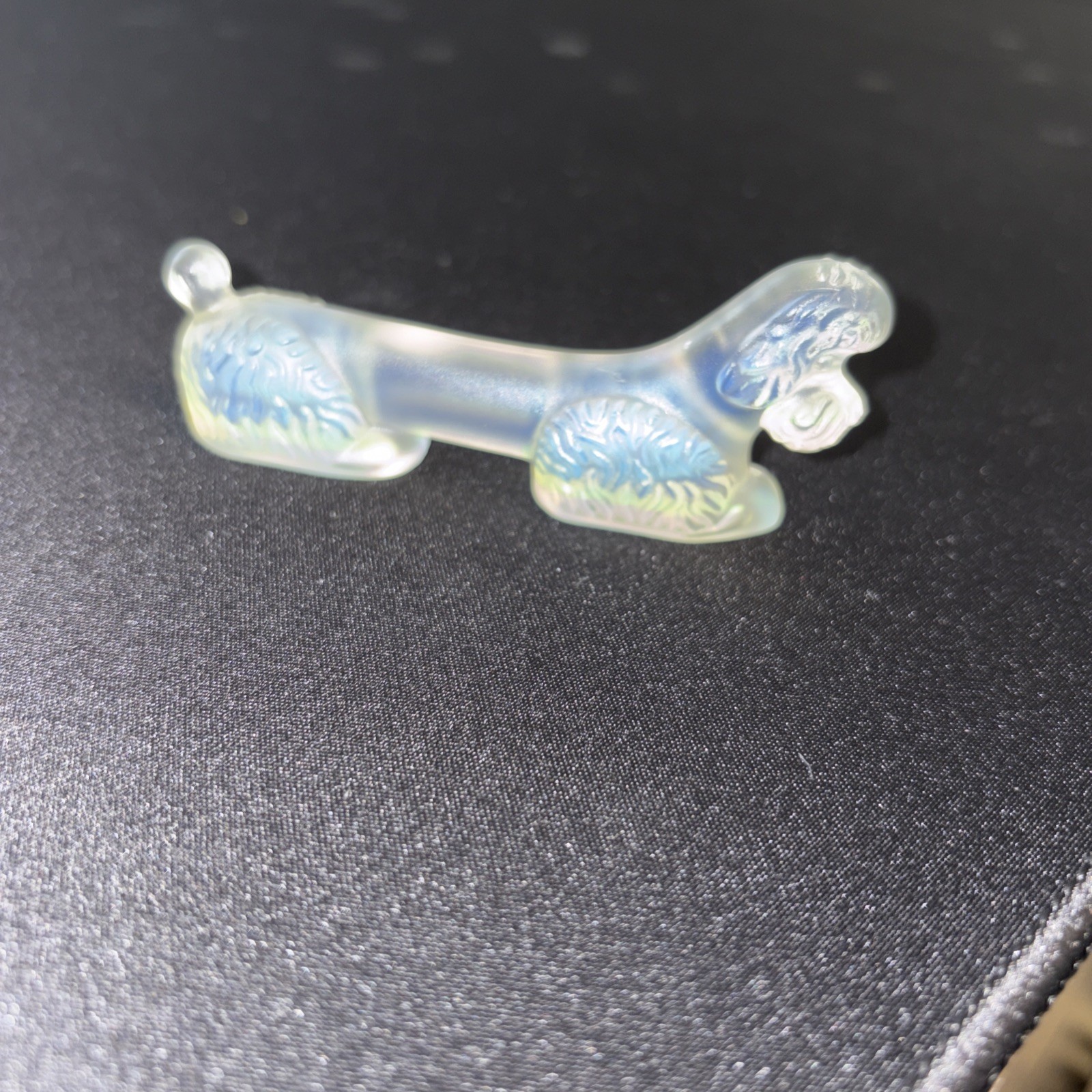 Vintage Sabino France Art Glass Opalescent POODLE DOG Knife Rest