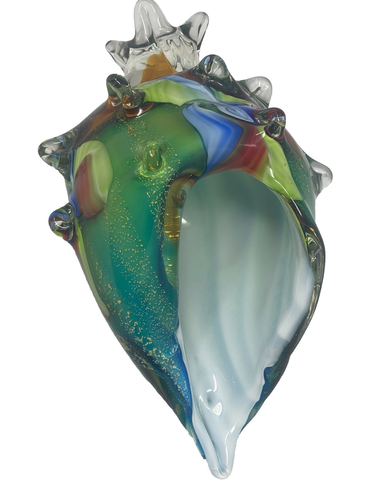 🐚 Murano Art Glass Conch Shell Sculpture – Large 5 lb Statement Piece