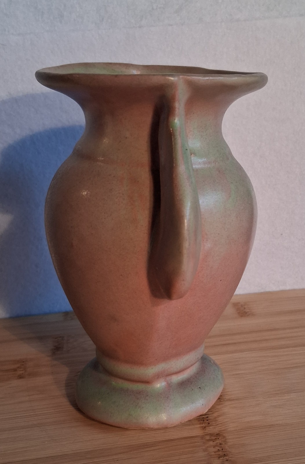 Vintage Niloak Pottery Two Handled Vase Pink & Green