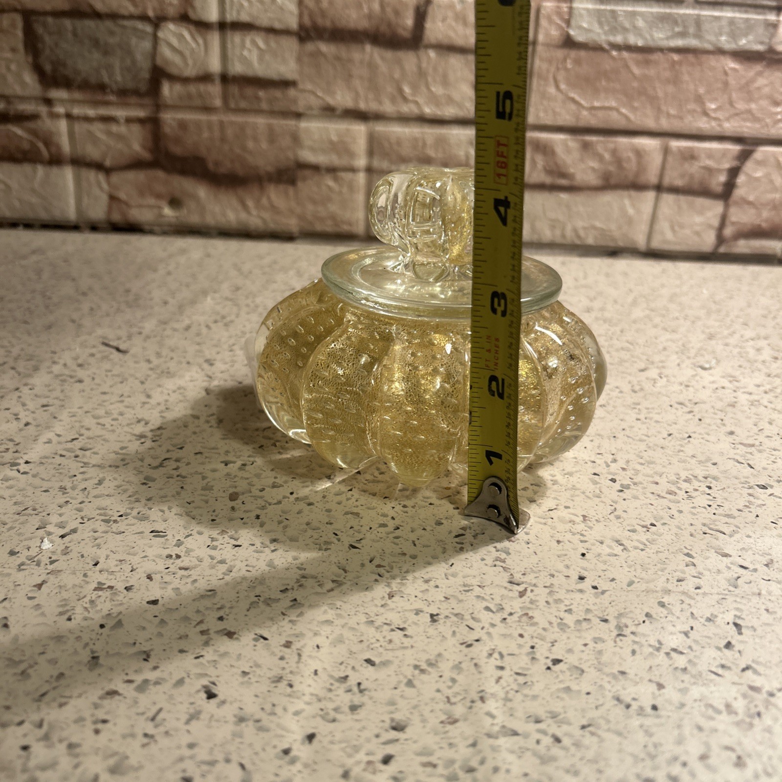 Gold Vanity Jar With Lid – Venetian Glass – Made in Murano Italy