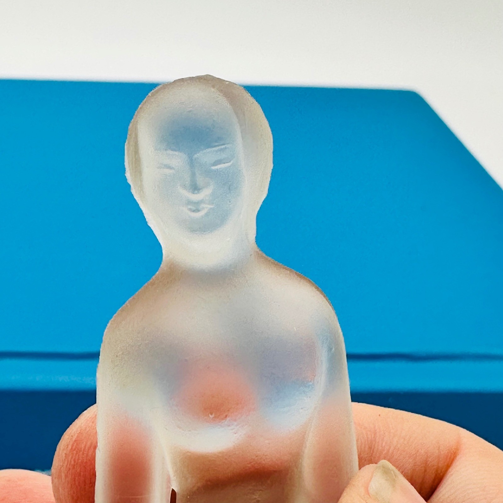 Vintage Frosted Glass Kneeling Nude Female Figurine Art Deco 3″ Art Nouveau