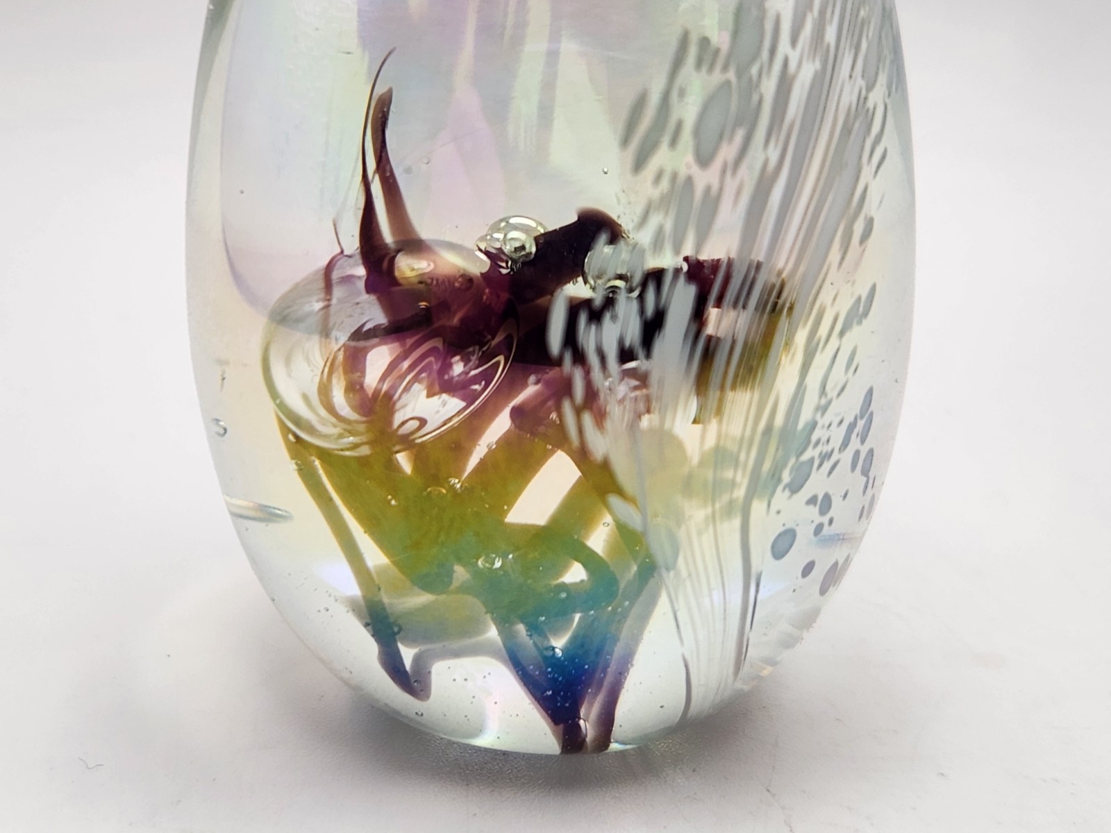 Vintage 1983 GES Glass Eye Studio MSH Mount St Helen Ash 2.5″ Egg Paperweight