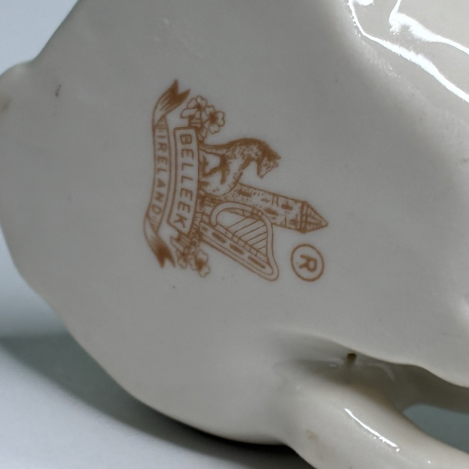 Vintage Belleek Pottery Porcelain Pig Figurine: 2″ Height, Ireland