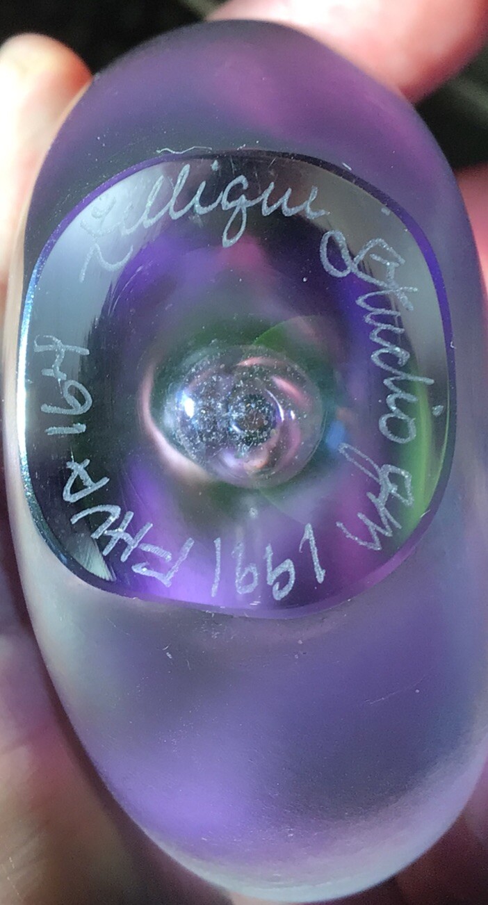 1991 ZELLIQUE Studio Art Glass Iridescent Heart PERFUME BOTTLE Joseph Morel