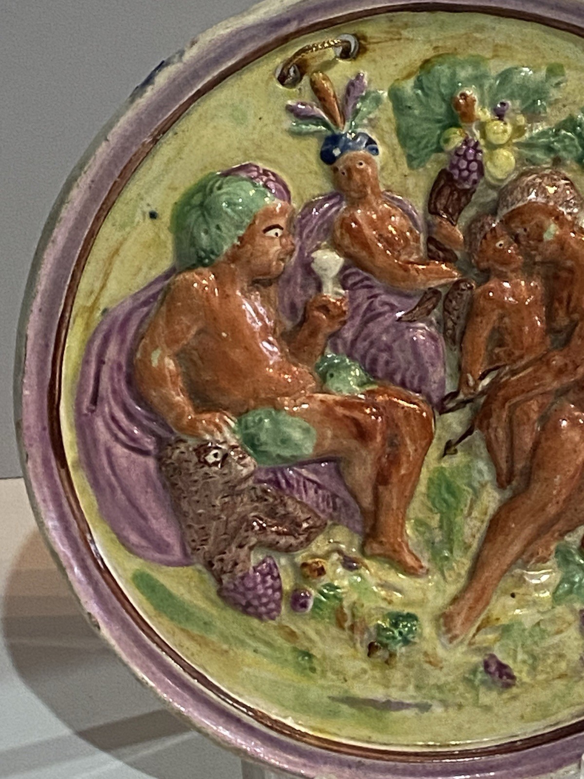 Staffordshire Pearlware Pink Luster Wall Plaque Cherubs Floral Animal Ca. 1820’s