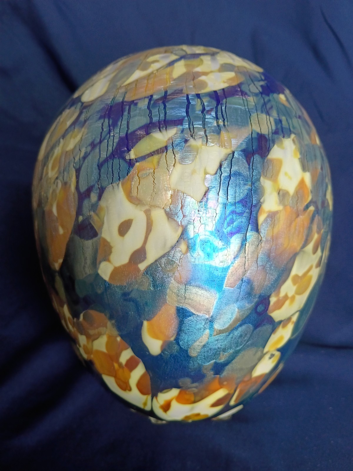 Large Robert Eickholt Signed 2011 Studio Art Glass Vase Volcano Orb VUOP 7.25″