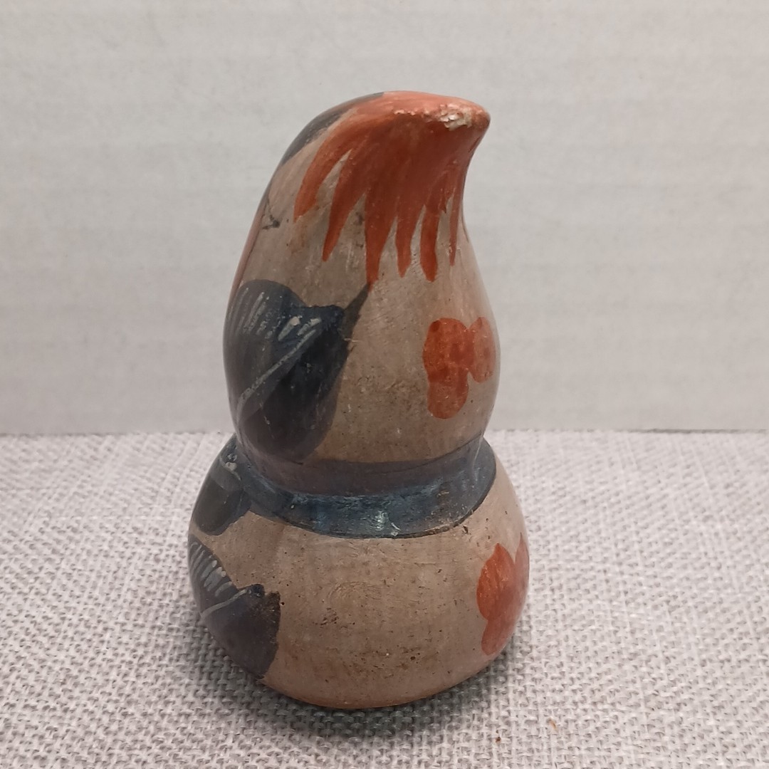 Mexican Miniature Tonala double gourd clay hand painted 3.25 inches tall