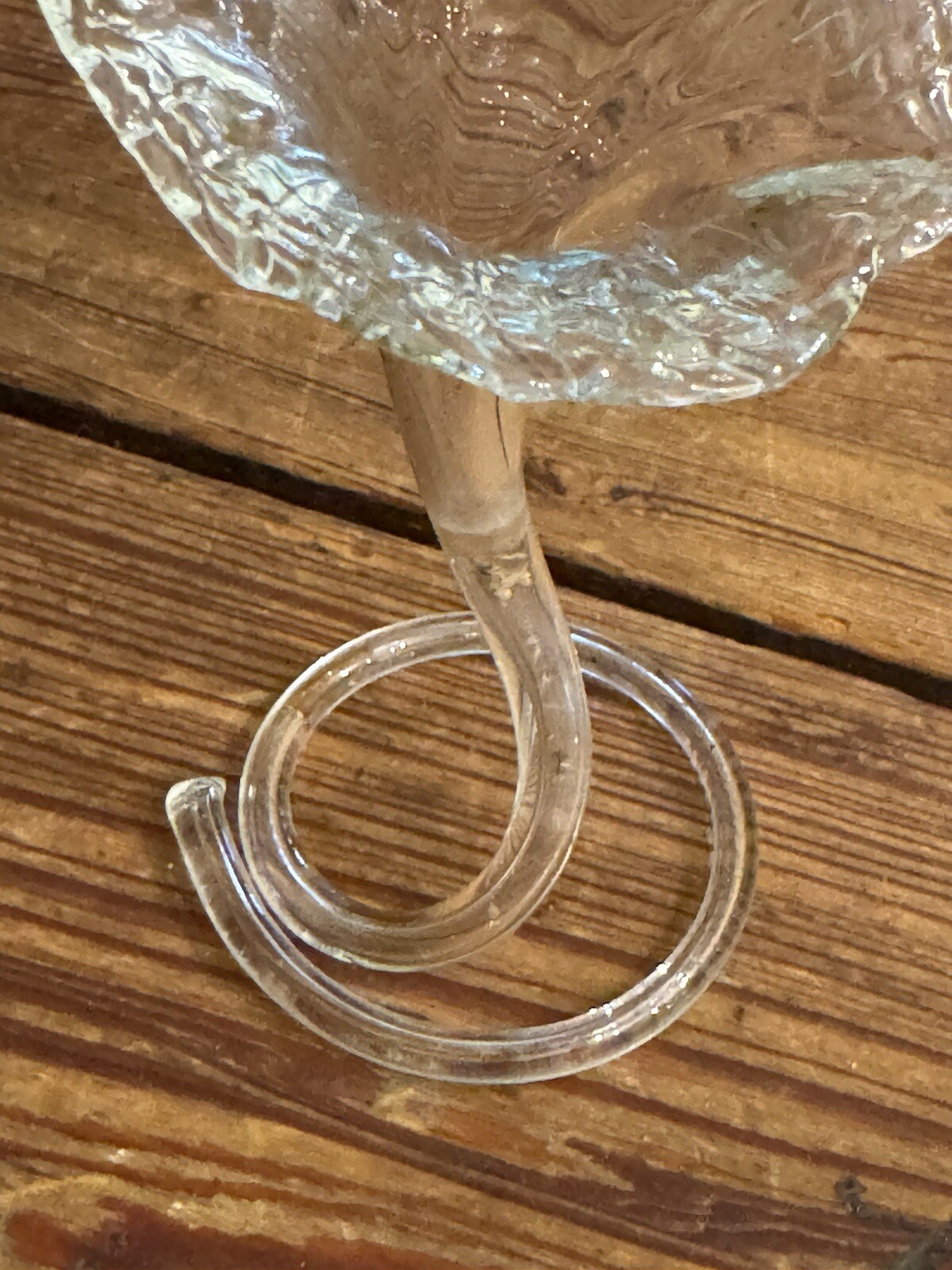 Vintage Free Standing Blown Art Clear Glass Twirl Base Lily Bud Vase