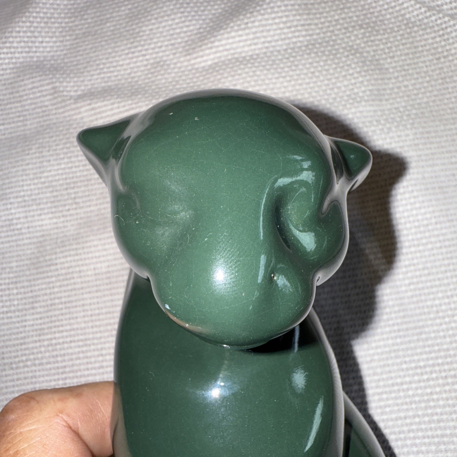 Frankoma Seated DARK GREEN Panther Puma Jaguar Figurine #114 (1934-38) EXCELLENT