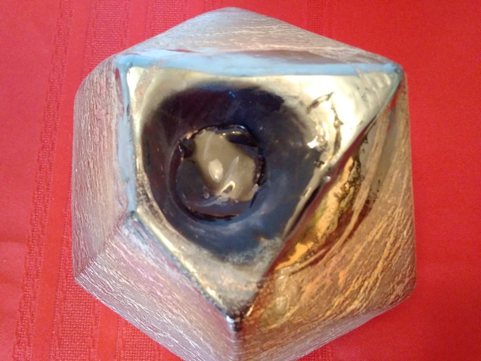 Hand Blown Rombus Glass Vase Ruba Rombic Art Deco Metallic Reuben Haley Style